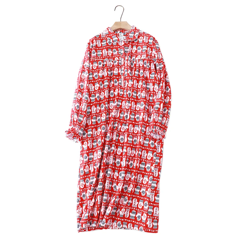 Женская длинная Пижама 100% хлопок с мультяшным принтом | одежда