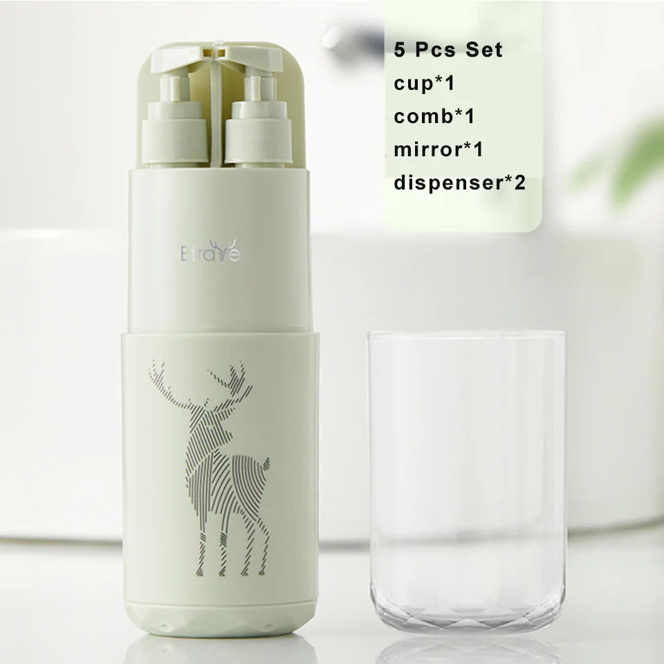 5 pcs set green MSJO 4 в 1 дорожный диспенсер для геля и лосьона для душа шампунь диспенсер Аксессуары Мега душ Пресс контейнер многоразового мыла бутылки - Цвет: 5 pcs set green