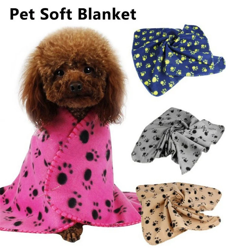 Милый коврик для животных из мягкого флиса с принтом лап спальное одеяло