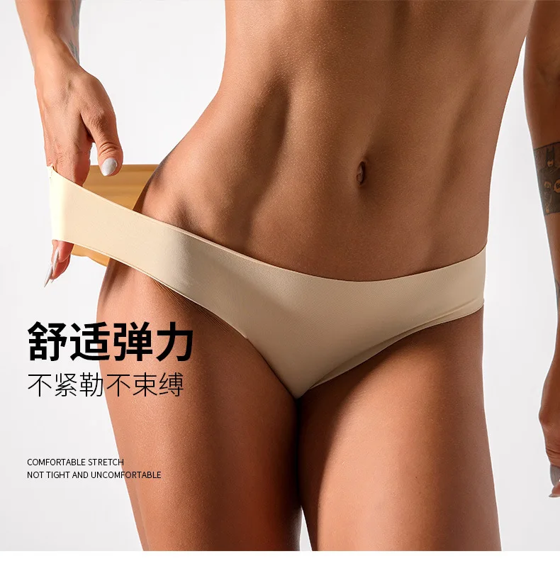

Plus Size Seamless Panties Women Briefs Ultra-thin Thongs Low Rise Lingerie Ice Silk Briefs Underwear