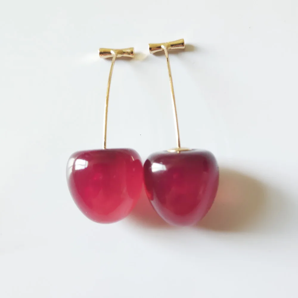 Простой стиль красное вино вишня свежий цвет Прямая поставка серьги солнце пляж