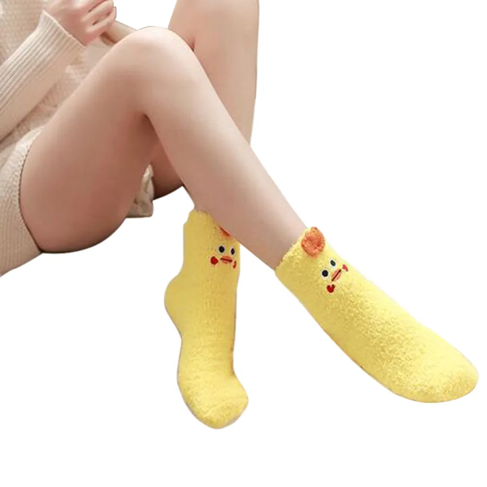 Рождественские женские носки sokken забавные курицы из мультика толстые теплые