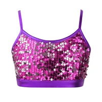 kids girl vest dance tops for girls sparkly sequined tops tank top ballet dancing stage performance dance wear workout costumes