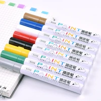 8 colors deli marker pen waterproof permanent paint wood glass tire cd mark tool school office supply student drawing stationery