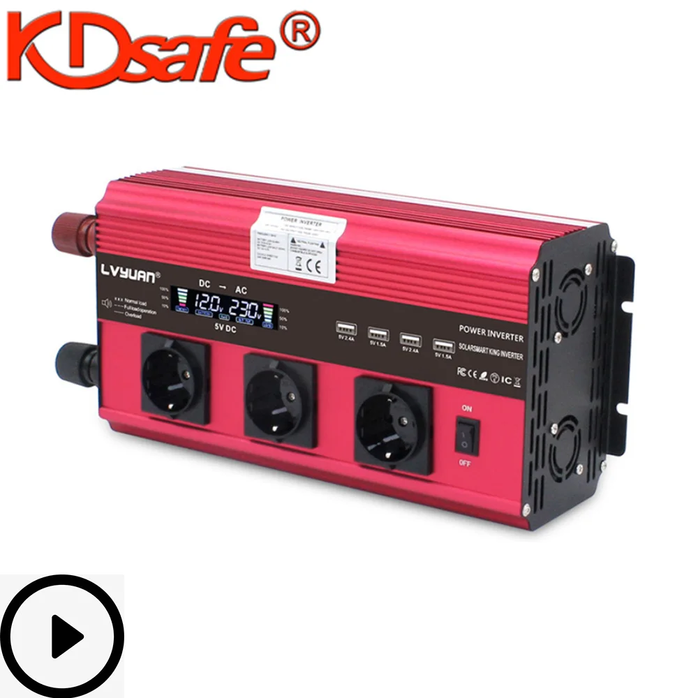 KDsafe Европейский стандарт 5000 Вт модифицированный синусоидальный инвертор 4 USB ЖК
