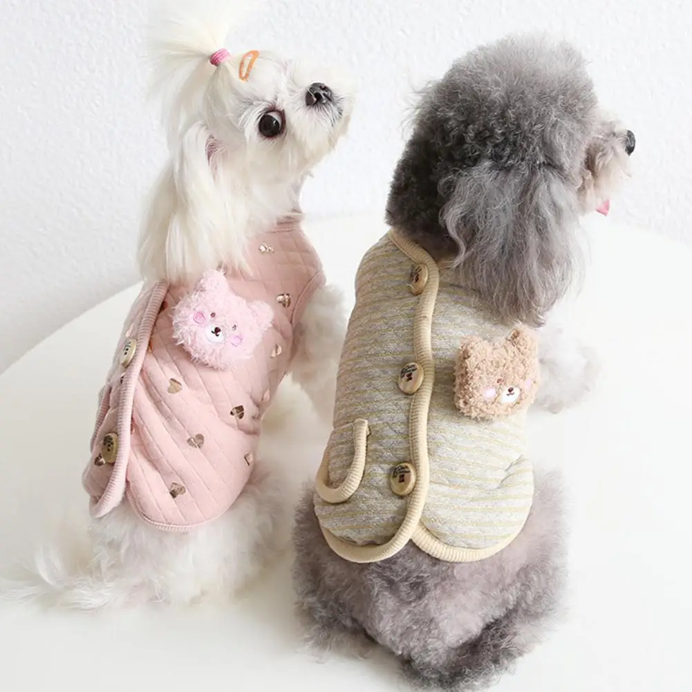 

Pet Dog Clothes Shirt Cartoon Bear Design Comfortable Cloth Autumn Winter Warm Dog Vest Clothing Coat for Cat