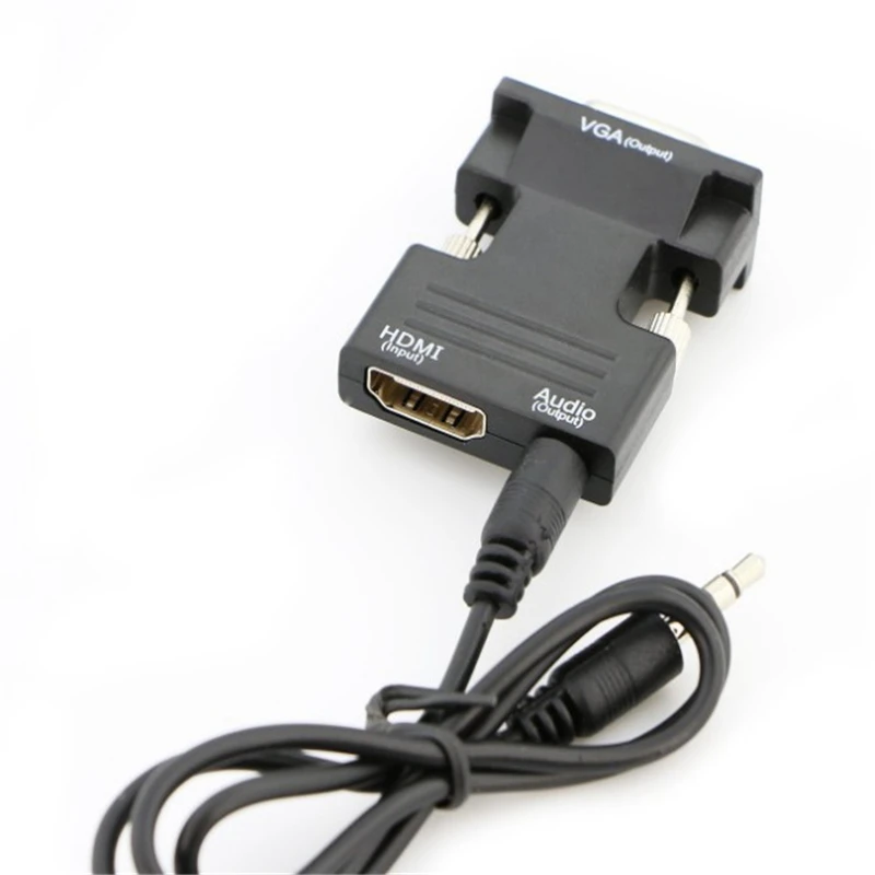 Адаптер-преобразователь HD 1080P VGA-HDMI-совместимый с аудио для ПК ноутбука проектора