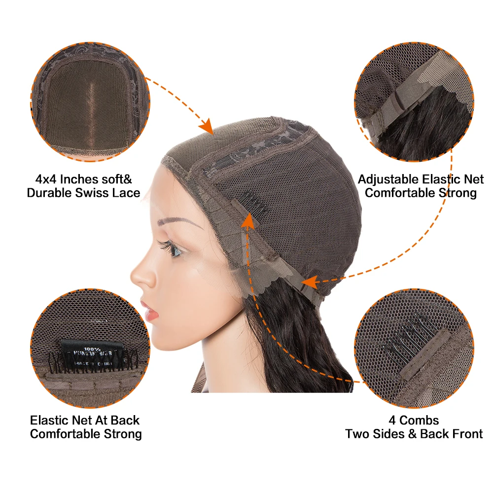 

Rebecca Body Wave Lace Wigs For Women Peruvian Remy Body Wave Wig Pre-plucked Transparent 4x4 Lace Closure Wig 30inch