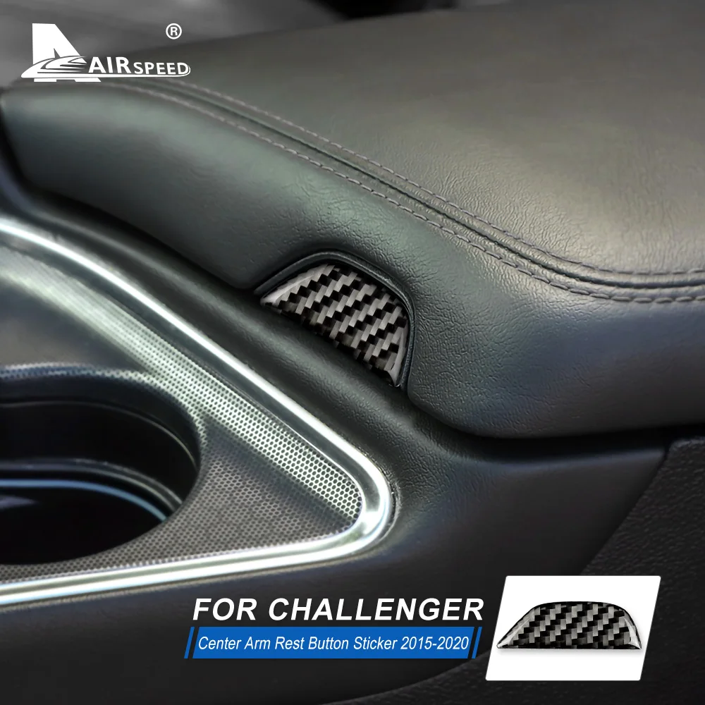 

AIRSPEED Carbon Fiber for Dodge Challenger 2015 2016 2017 2018 2019 2020 Accessories Interior Car Center Arm Rest Button Sticker