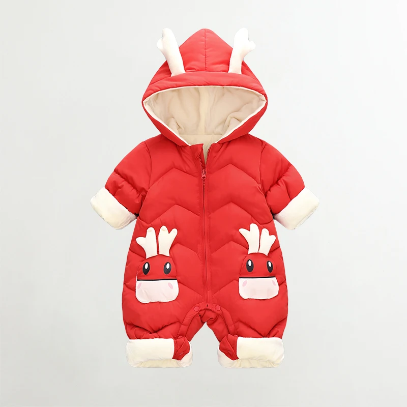 

Down jacket 2020 Baby Winter Snowsuit Plus Velvet Thick Boys Jumpsuit 0-2 Years Newborn Romper Baby Girls Overalls Toddler Coat