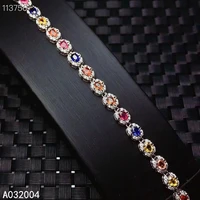 kjjeaxcmy fine jewelry 925 sterling silver inlaid colored sapphire women hand bracelet lovely support detection