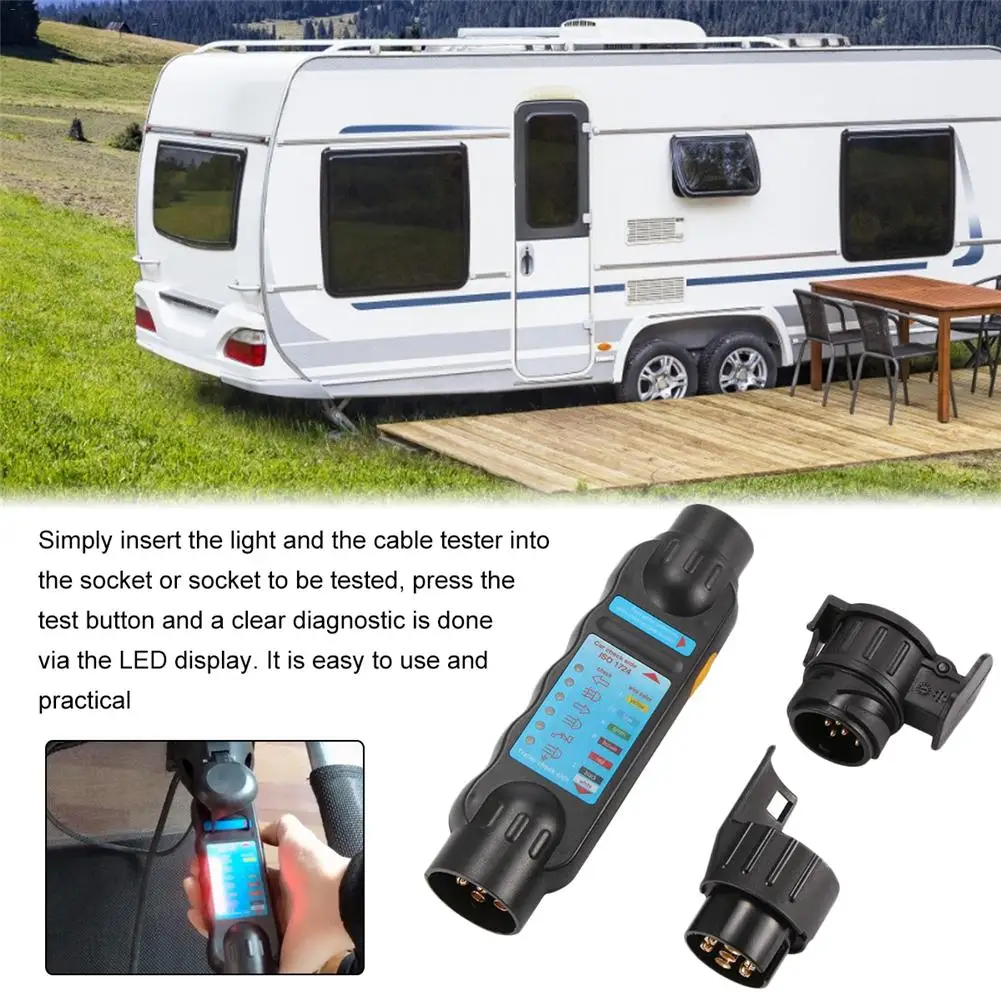 

12V Truck Trailer RV Connector Tester 7-pin Plug Socket Converter Trailer Tester 13P To 7P 7P To 13P Car Accessories