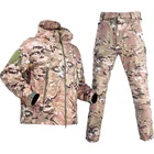 Тактический комплект из мягкой куртки и брюк, мужские армейские куртки и брюки, водонепроницаемая теплая камуфляжная одежда, военное флисовое пальто, ветровка, костюм одежды