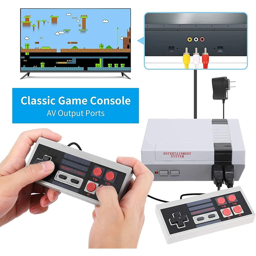

8-битная Ретро игровая консоль для NES AV с 620 встроенными играми, 2 контроллера, подарок для детей