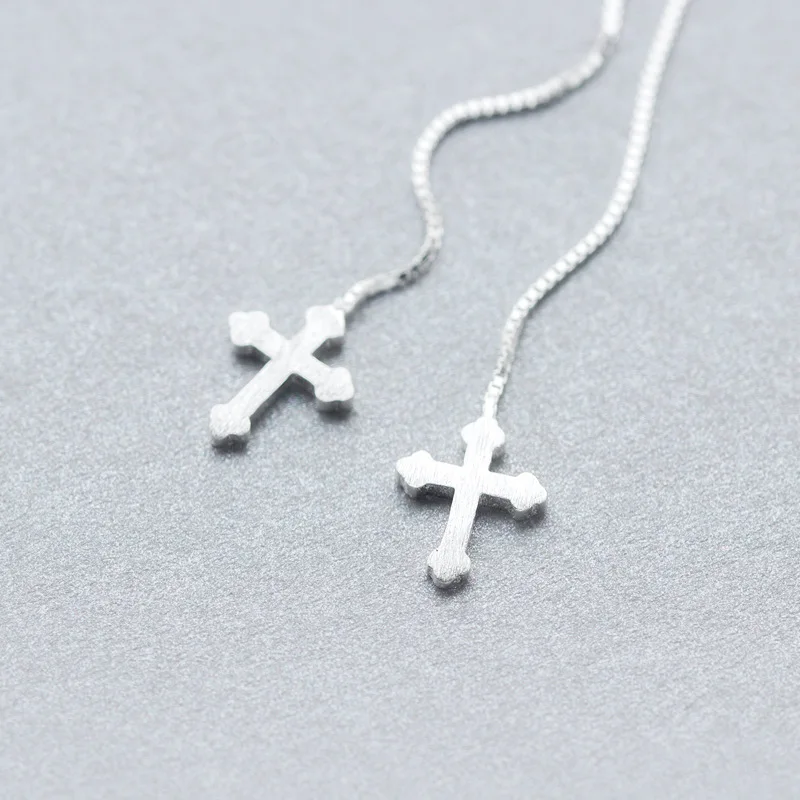Висячие серьги Trustdavfis из 100% стерлингового серебра 925 пробы милый крест 9 6 см