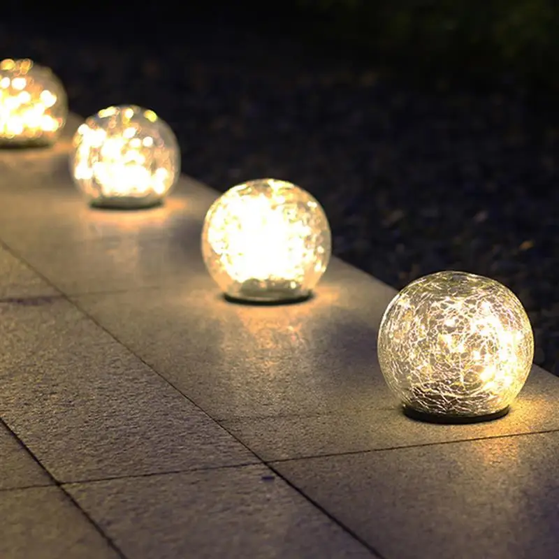 

Светодиодный светильник на солнечной батарее для украшения сада, уличный фонарь с трещинами и стеклянным шаром, ландшафтный светильник с п...