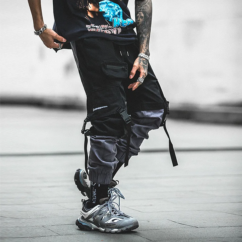 

Harajuku Cotton Multi-Pockets Safari Style Fashion Cargo Pants Men Hip Hop Jogger Sportpant Streetwear Casual Elastic Trousers
