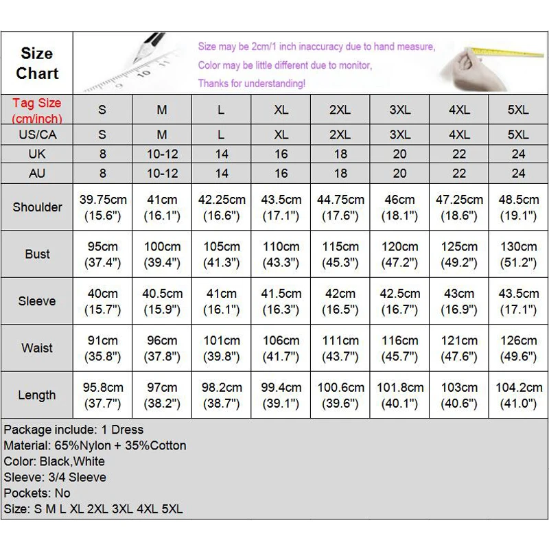 

VONDA High Quality Fashion Women Black Dress Summer 3/4 Sleeve O-Neck Casual Loose Dress Female Street Plus Size Vestidos