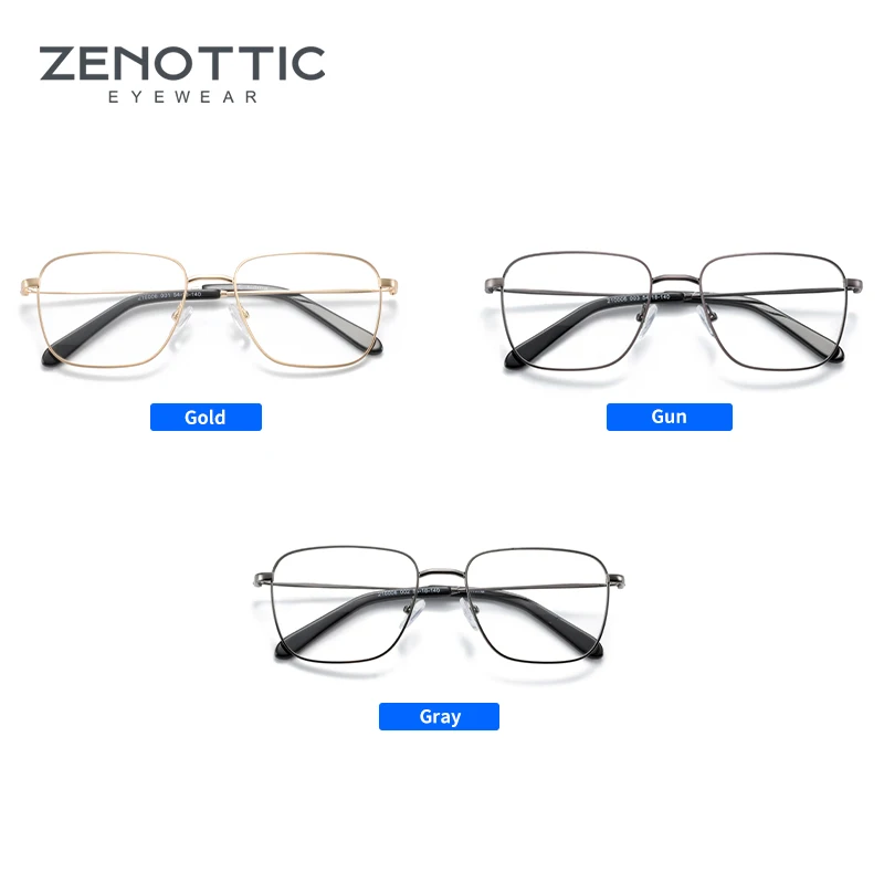 ZENOTTIC сплав Квадратные очки оправа + анти синий светильник линзы по рецепту