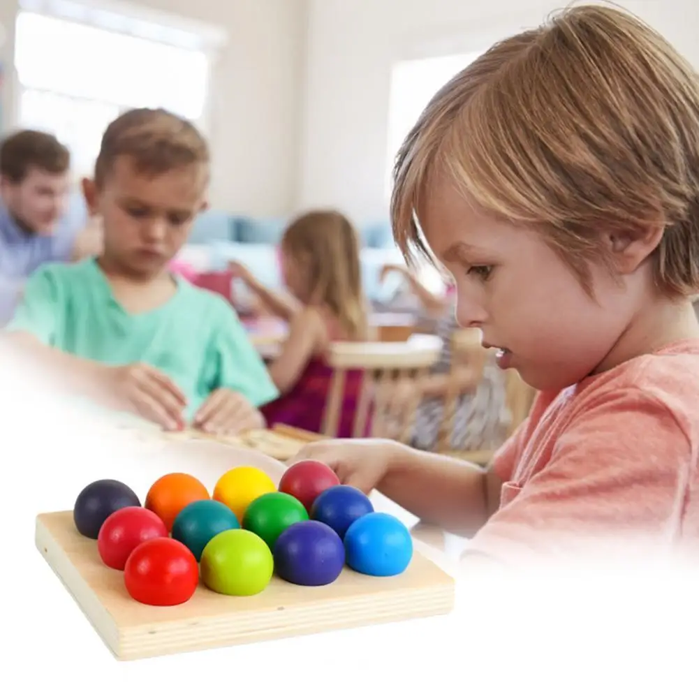 

Подходящая игра мастерство Обучающие игрушки деревянный разноцветный Радужный шар сортировочная доска для ребенка