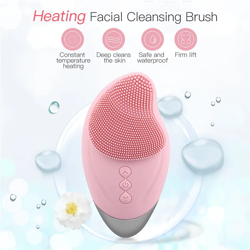 

CkeyiN Electric Facial Cleansing Brush Silicone Sonic Heat Eye Face Massager Deep Pore Cleaner Rechargeable Vibration Skin Care