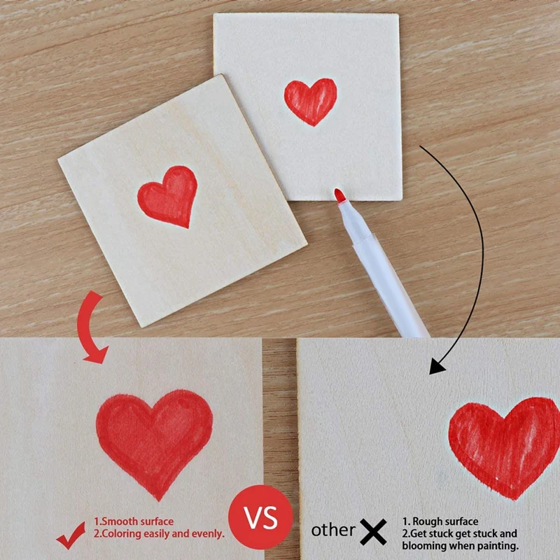 Необработанные деревянные кусочки 50 шт 4 дюйма квадратное пустое дерево