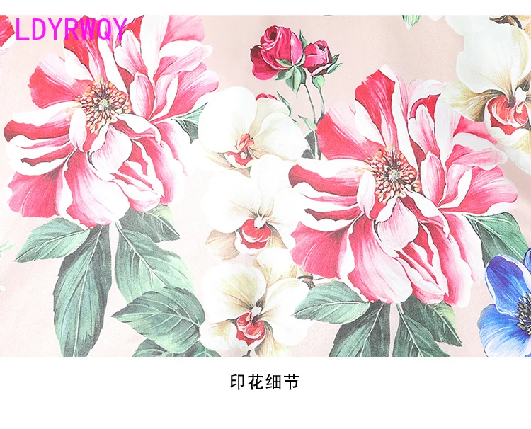 

LDYRWQY style Korean temperament fashion slim sling print sexy square neck dress Polyester Office Lady2021 summer new