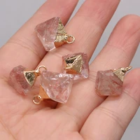 3pcs natural semi precious stone quadrangular pyramid crystal three dimensional pendant multi color making diy necklace jewelry