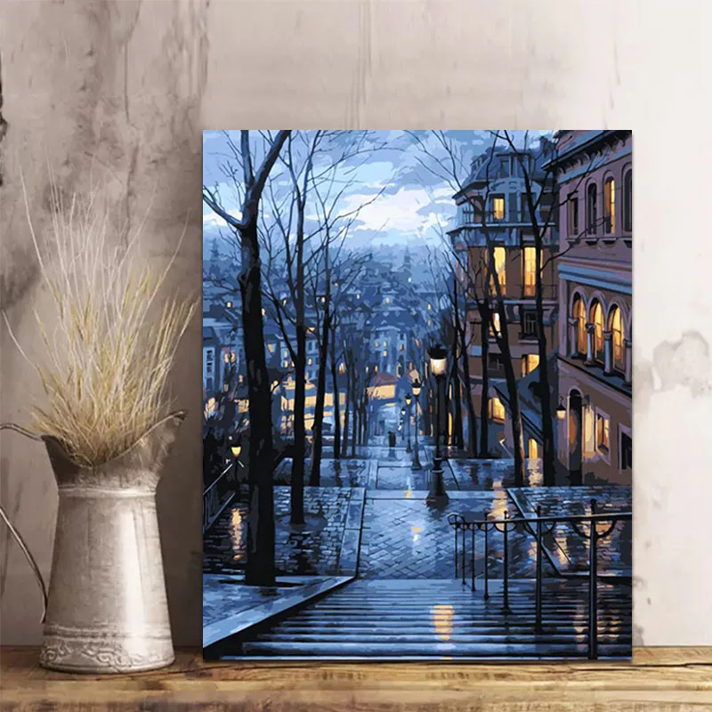 DIY картинки для раскраски по номерам с ночной сценой Картина Рисунок Рельеф