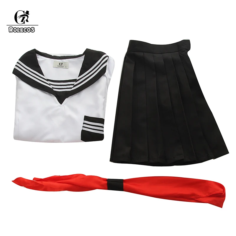 Женский костюм для косплея ROLECOS белая и темно синяя школьная форма с коротким