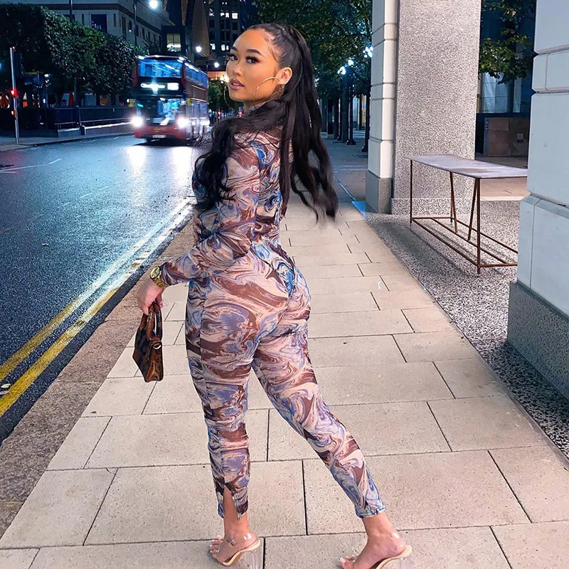 

Bodysuit Tops Sexy Bodycon Jumpsuit Women Overall 2020 Long Sleeve Skinny Rompers Womens Jumpsuit Female Fashion Print Clothes