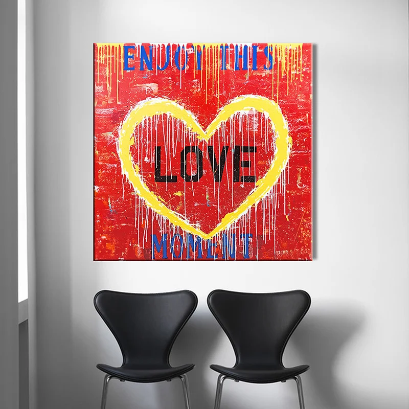 Скандинавский абстрактный граффити Наслаждайтесь этим моментом любовь Картина