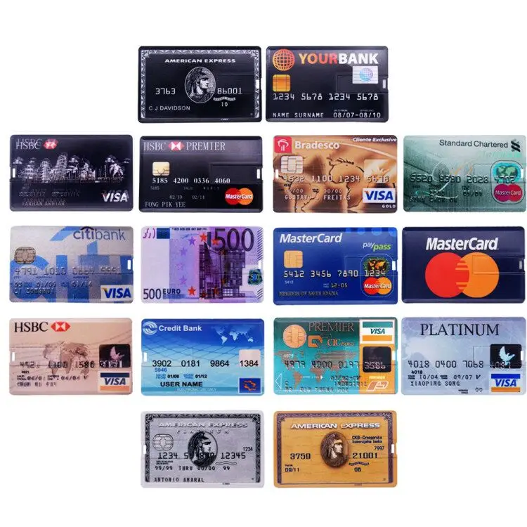 

Credit Card Master Visa Cards HSBC American Express USB Flash Drive 64GB 32GB 8GB 16GB Bank Card Memory Disk Usb Stick 2.0 128GB