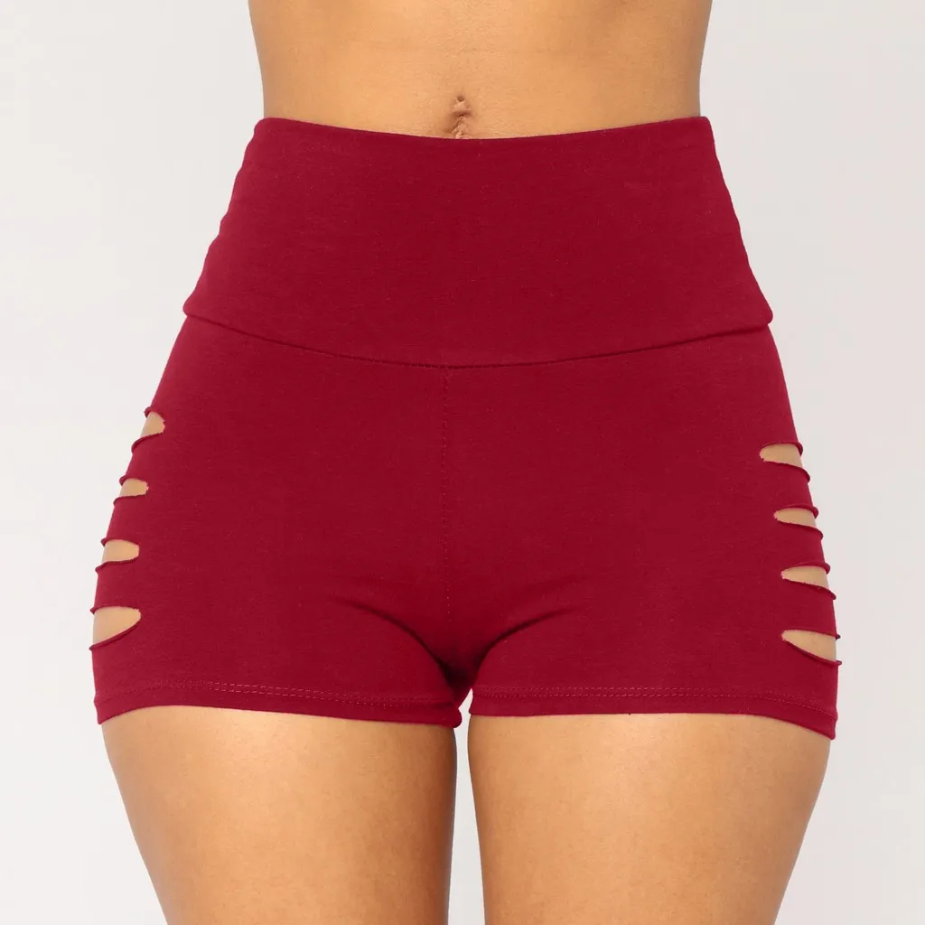 Женские летние шорты Однотонные эластичные леггинсы для фитнеса облегающие