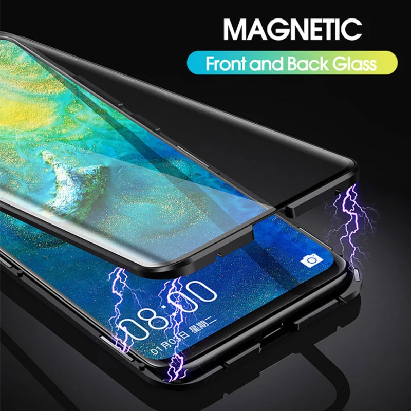 

360 Magnetic Metal Case For P30 Lite P20 Pro Nova 6 3i 5i 5 4 P Smart Z Glass Magnet Cases For Huawei Mate 20 Lite 30 Pro Covers