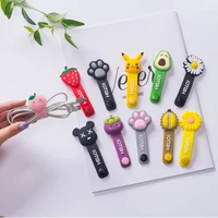 cute 11 anime designs cable winder organizer with button for usb charging data earphone line protector cord cover decoration
