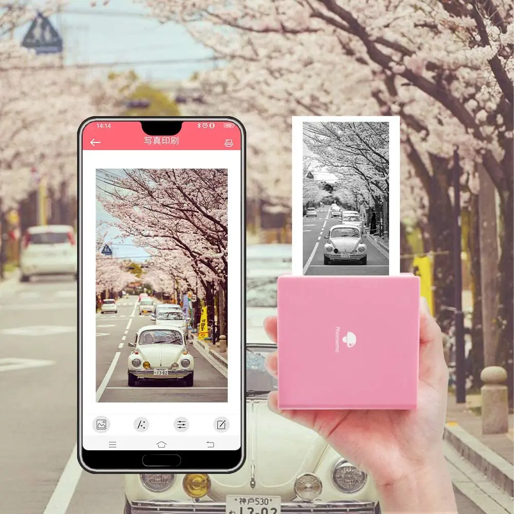 Термопринтер для фотографий Phomemo M02 устройство нанесения этикеток на телефон