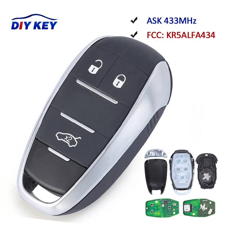 

DIYKEY for Alfa Romeo Giulia 2015 2016 2017 2018 2019 Stelvio 2020 Keyless Remote Key Fob A2C97634900 KR5ALFA434 4A Chip 433MHz