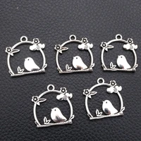 10pcslot silver plated bird nest charm metal pendants diy necklaces bracelets jewelry handicraft accessories 2726mm p159