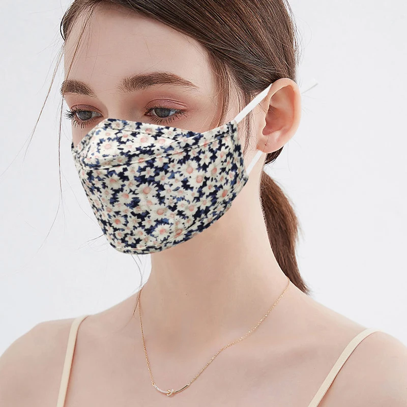 Новая хлопковая маска из ивы 3D для лица с цветочным принтом Пылезащитная