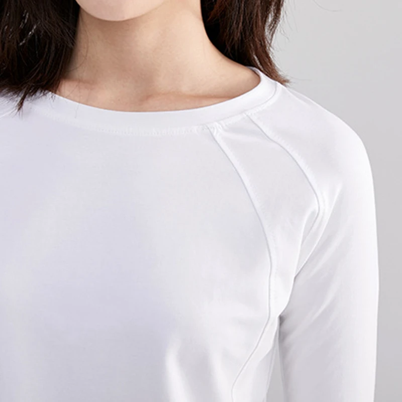 

T Shirts Women 2021 Spring Cotton Long Sleeves Tee Korean Fashion 5 Colors O-Neck Top Camiseta Mujer High Quality Ladies Clothes