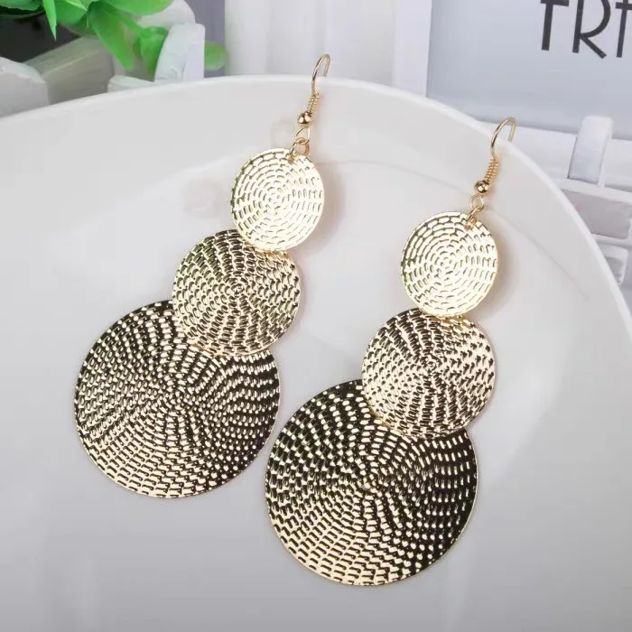 

Vintage Exaggerated Round Long Dangle-Earrings Wedding Jewelry Fashion Women Fashion Bohemian Gifts Ladies Elegant Charm Modern