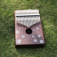 17 key kalimba acacia wood thumb piano with shell inlay flower mbira natural mini keyboard instrument with accessories