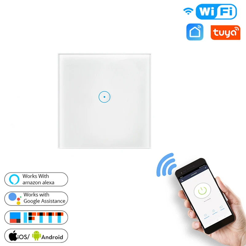 

Moeshouse WiFi Smart Light Wireless Touch Switch Smart Life/Tuya App Control ,Alexa Google Home Voice Control EU 1/2/3 Way