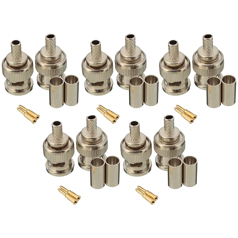 10 Sets 3-Piece BNC Male RG58 Plug Crimp Connectors | Обустройство дома