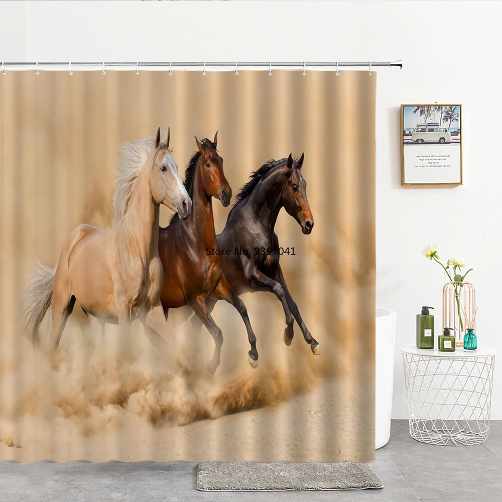 

Забавная занавеска для душа в ванную комнату, 3d занавеска с принтом лошади, динозавра, животного, Полиэстеровая ткань с крючками, 240x180, экран ...