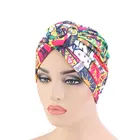 Новый модный мусульманский тюрбан с цветочным принтом головной убор круглая шляпа для сна головной убор с узлом головной убор женский головной платок аксессуары для волос