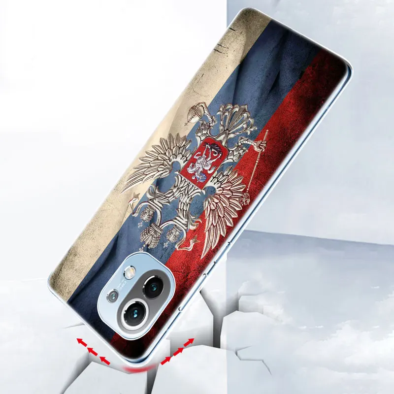 Силиконовый чехол с эмблемой российского флага для Xiaomi Mi POCO X3 GT NFC M3 F3 9T 10T Pro 11i 11T 9