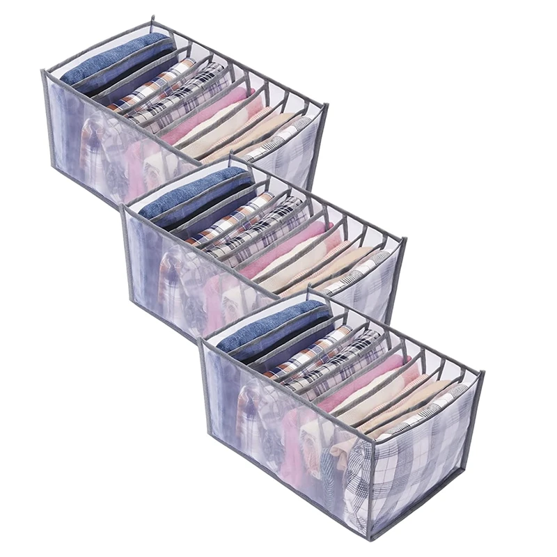 

3 Pcs Wardrobe Clothes Organizer,Washable Clothes Organizer for Folded Clothes,Mesh Clothes Storage Organizer
