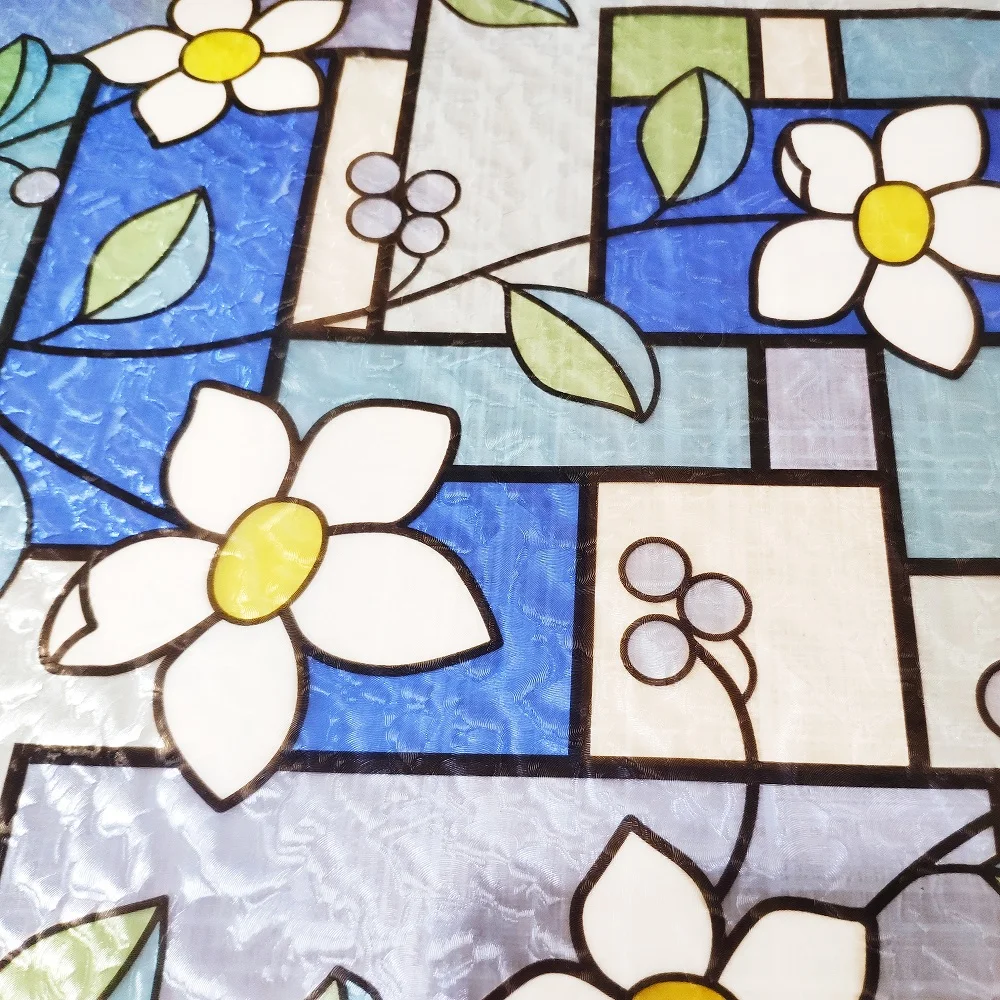 Оконная пленка с белым цветочным узором статическая липкая защита